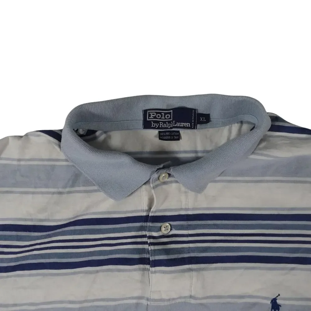 Ralph Lauren Y2K Vintage Fine Cotton Striped Streetwear Polo Shirt Men's XL